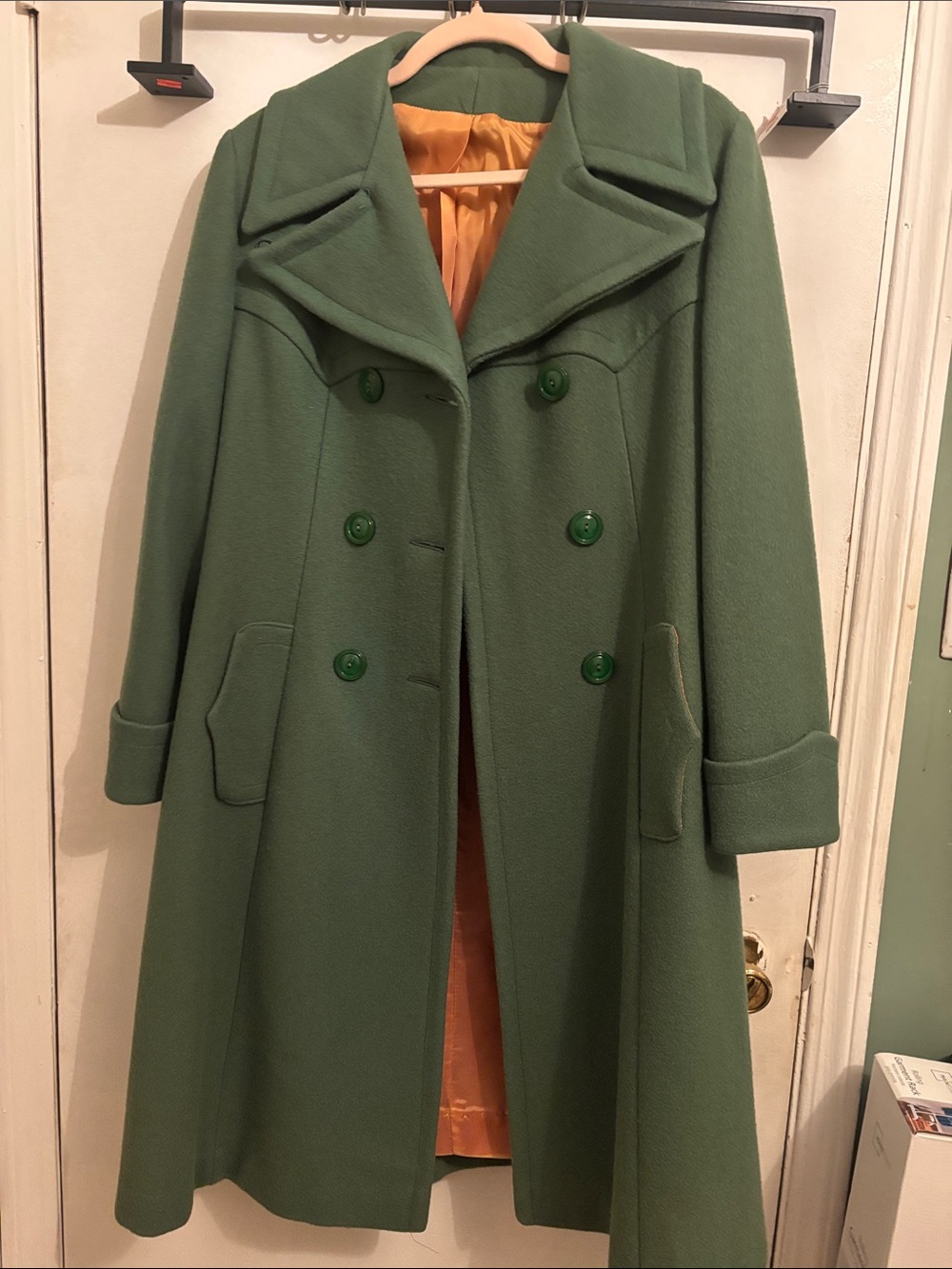 Green Double-Breasted Women's Coat